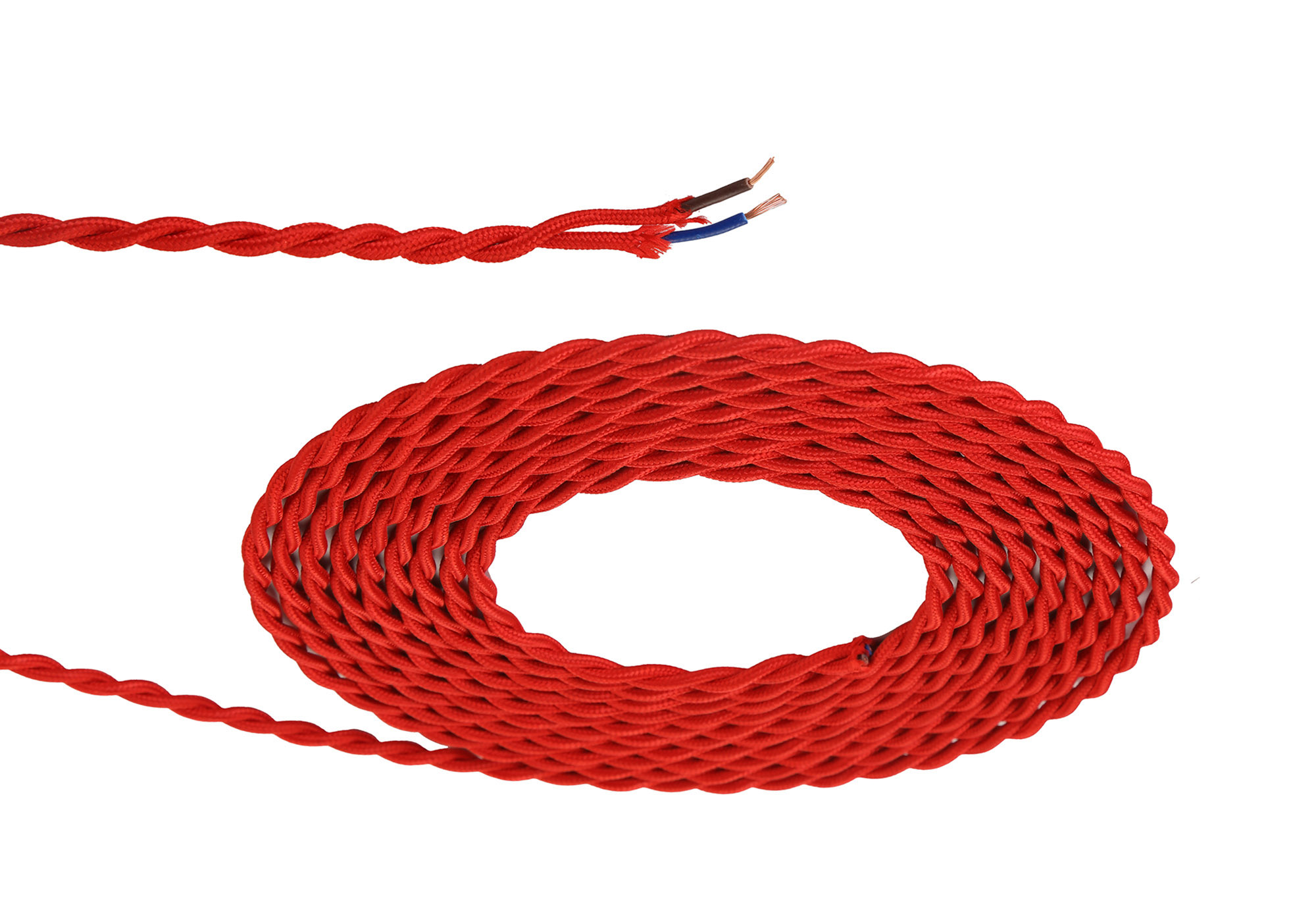 D0247  Cavo 1m Red Braided Twisted 2 Core 0.75mm Cable